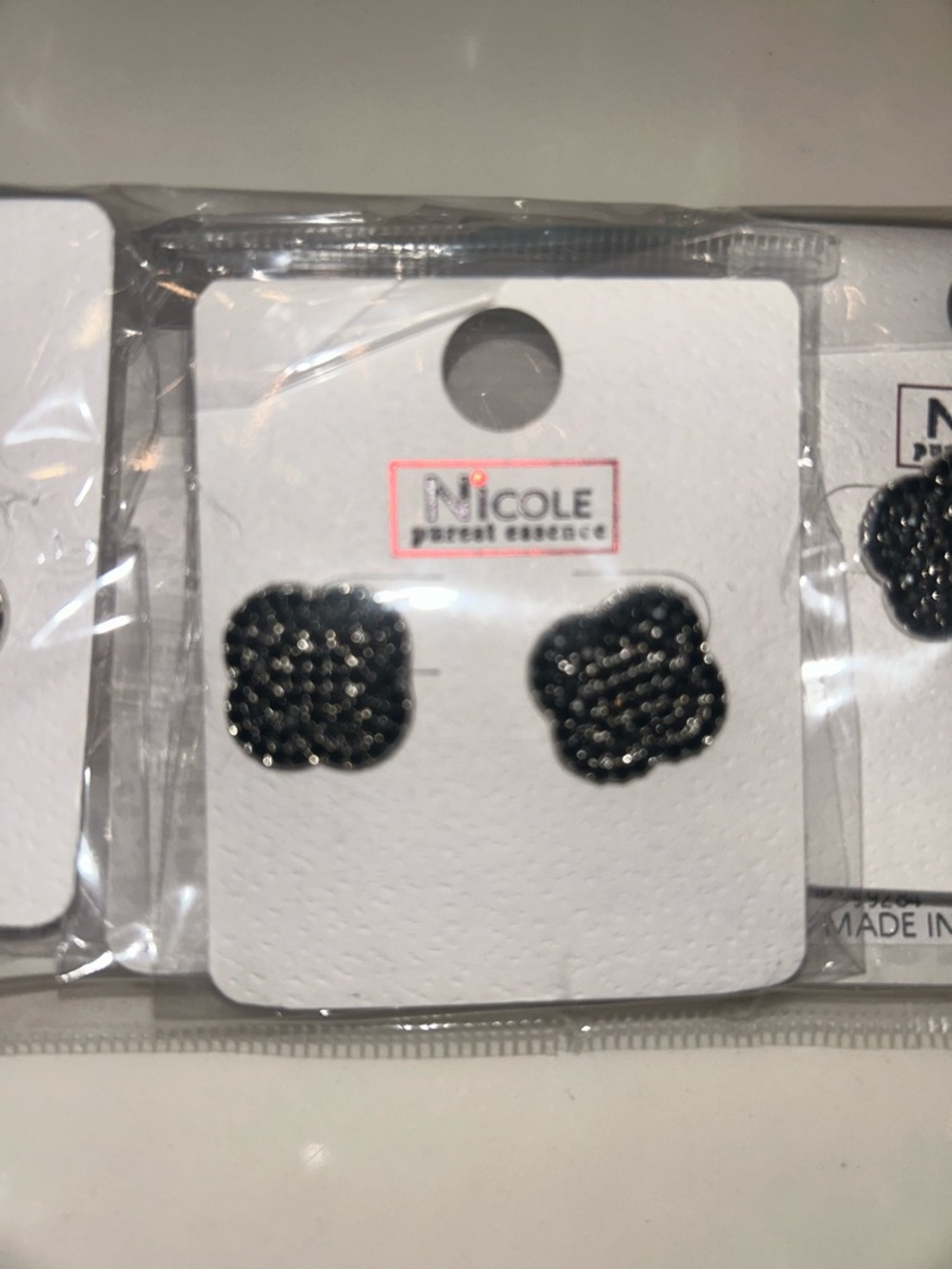 Nicole Black Beaded Floral Stud Hair Clips